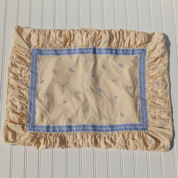LAURA ASHLEY Pillow Shams Standard Covers Buttercream Yellow Blue Botanical Leaf - Picture 3 of 13